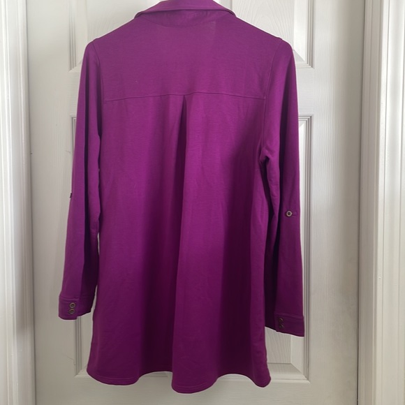 SOFT SURROUNDINGS pretty magenta pink 1/2 button front popover knit blouse - Picture 6 of 9